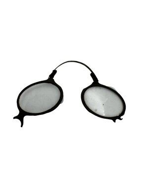 Antique Oval Wire Rim Pince Nez Glasses Black Frame 19th Century Opera READ